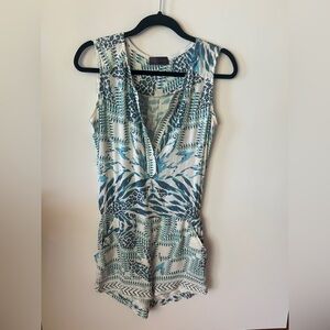 Hale Bob Teal and Navy Animal Print romper